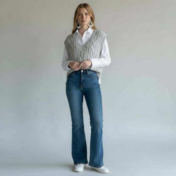 ZARA Light Gray Chunky Cable Knit Sweater Vest Women’s Size Small - Picture 6 of 6